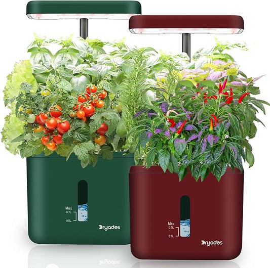 2-Pack Indoor Planting System Smart Soil Growing Kit with 17-W LED Grow Light Automatic Timed Watering Planters Gift for Friends/Women (No Seeds&Soil)
