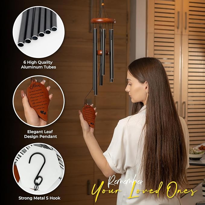 Memorial Wind Chimes for Loss of Mother - 32.5” Windchimes for Mom Memorial - Prime Memorial Gifts for Loss of Mom Wind Chime, Memorial Wind Chimes for Mom, Finest Bereavement Gifts for Loss of Mother