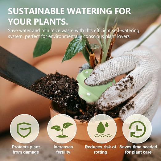 Joyeee Automatic Plant Watering Spikes 4 Pack, 210ML Terracotta Self-Watering Stakes, Vacation Plant Waterer for Potted Plants, Drip Irrigation Devices with 4 Colors Sea Spiral Design for Home Garden