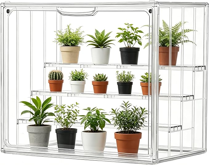 Mini Greenhouse Indoor, Clear Portable Green House for Seed Starting and Small Plants, 14.1”x10.6”x8.4”
