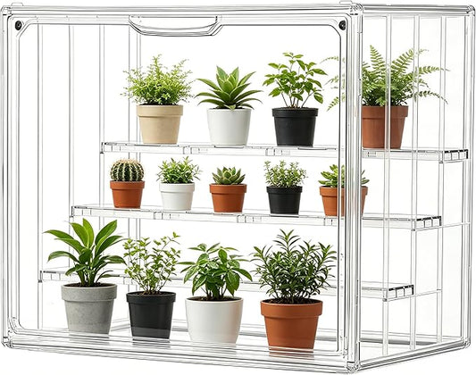 Mini Greenhouse Indoor, Clear Portable Green House for Seed Starting and Small Plants, 14.1”x10.6”x8.4”