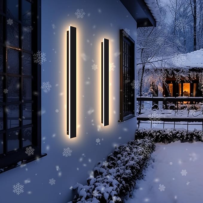 Outdoor Wall Light LED Long Wall Sconce 59.05in*1 Ip65 Waterproof Black Modern Outdoor Lights 3000k 45W Metal Exterior Light Fixture for Porch Light Patio Door Yard Garden Villa Living Room