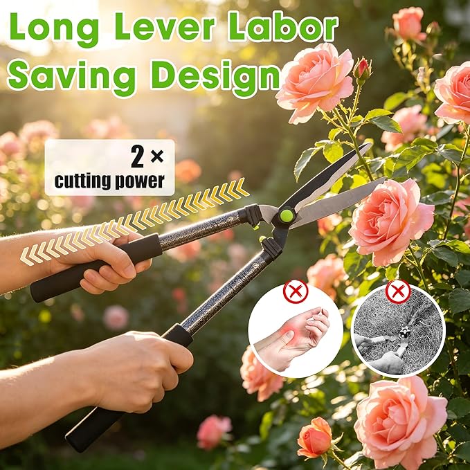 Hedge Shears,30" Hedge Clippers with Sharp Blades Lightweight Garden Scissors for Trimming Bushes Shrubs Manual Plant Shears Gardening Tools with Comfortable Handle for Gardening Landscape Care