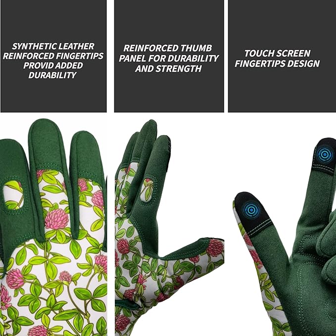 Gardening Gloves,Women Yard Work Garden Glove,Gifts | Thorn Proof,Puncture Resistant,Touchscreen,Gift,Leather,Spandex