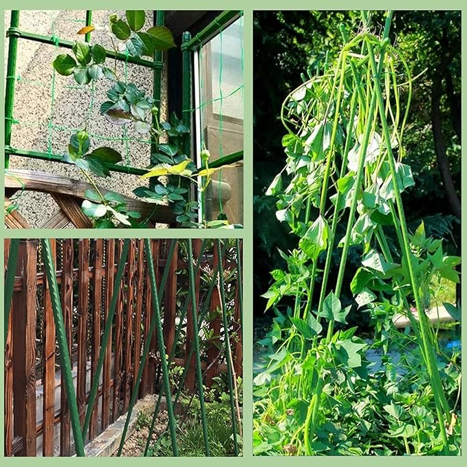 Garden Stakes 36 Inches Sturdy Green Plant Sticks 25 Pack, Metal Tomato Stakes Support, Yard Plant Support Cage for Potted Plants, Tomatoes, Trees, Cucumber, Fences, Beans (36 inch)