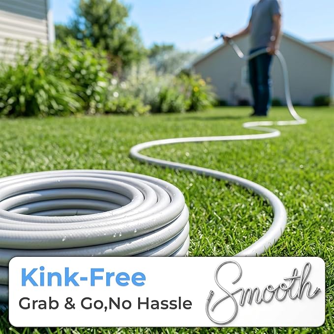 5/8" x 15 ft Leader Hybrid Garden Hose - No Kink Leakproof Heavy Duty Flexible Lightweight Durable Water Hose - Male to Female Fittings for Reel Cart, Gardening, Lawn & Car Wash