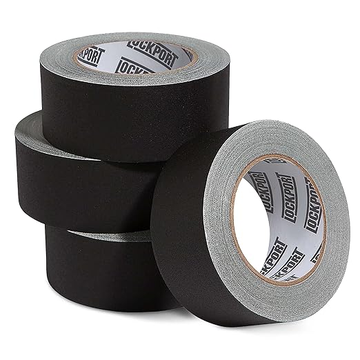 Lockport Black Gaffers Tape 2 Inch x 30 Yards - 4 Pack Pro Black Gaffing Tape, Easy Tear Gaff, Heavy Duty No Residue, Non-Reflective Matte for Stage and Photo, Multipurpose