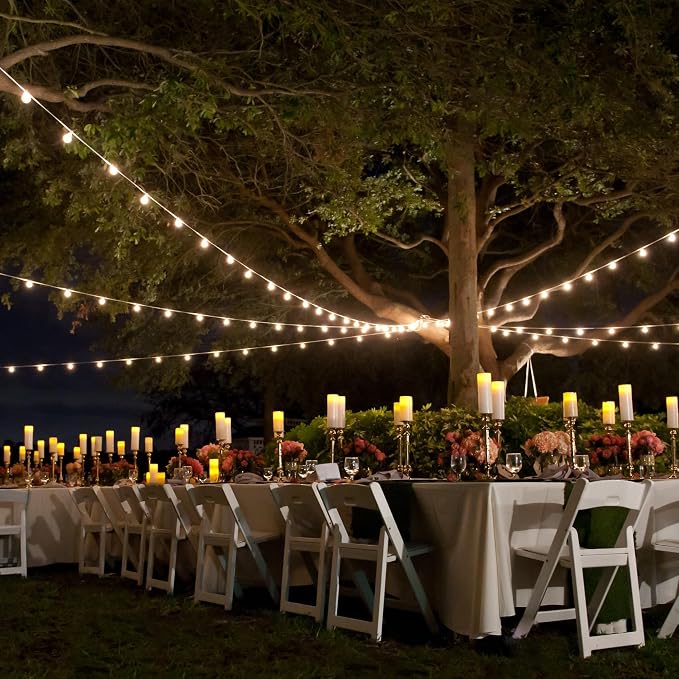 Banord White Outdoor String Lights, 96FT Commercial Grade Patio Lights with 30 1W S14 Dimmable Shatterproof LED Bulbs, Heavy Duty Hanging Lights for Outdoor, Waterproof String Lights (2x48FT)