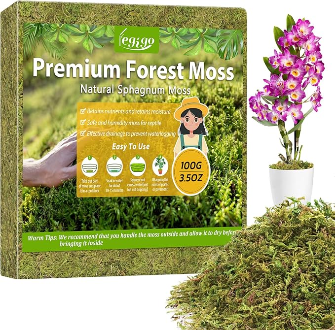 Legigo 3.5OZ Sphagnum Moss for Plants, 4QT Natural Orchid Moss Potting Mix Dried, Green Forest Plant Moss for Orchid Repotting Carnivorous Succulents Indoor Potted Plants Gardening and Reptiles