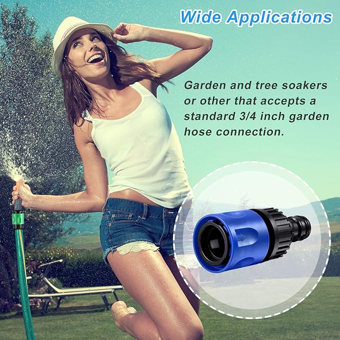 16 Pieces Garden Hose Quick Connector 3/4 Inch Plastic Water Hose Fittings Male and Female Connectors End Adapters with 10 Pieces Rubber Gaskets(Blue, Black)