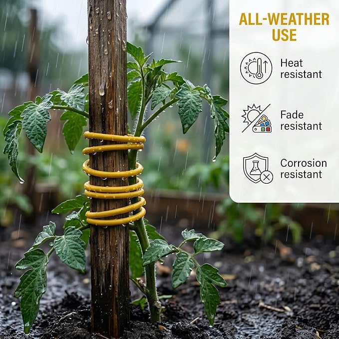 Decoroca Soft Plant Ties for Support - 65.6' Reusable Waterproof Plant Wire, Garden Twist for Indoor & Outdoor Plants and Home Organizing（1pc/Yellow）