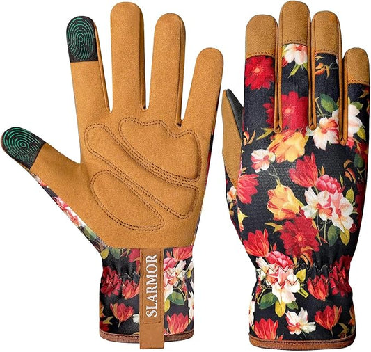 Leather-Gardening-Gloves for Women,Thorn-Proof Work-Gloves for Weeding,Digging,Planting,Pruning Yard garden Gloves