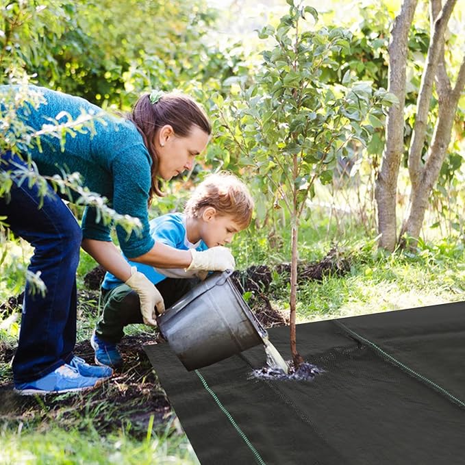 MIDELONG Garden Weed Barrier Landscape Fabric Heavy Duty 3ft x 10ft (1 x 3 Meters) Sheet, Weed Block Ground Cover Gardening Mat for Outdoor Courtyard Flower Beds, Pack of 1