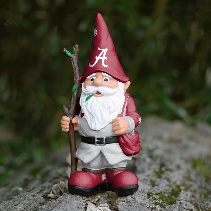 FOCO NCAA Unisex-Adult NCAA College Team Logo Holding Stick Garden Statue Outdoor Gnome