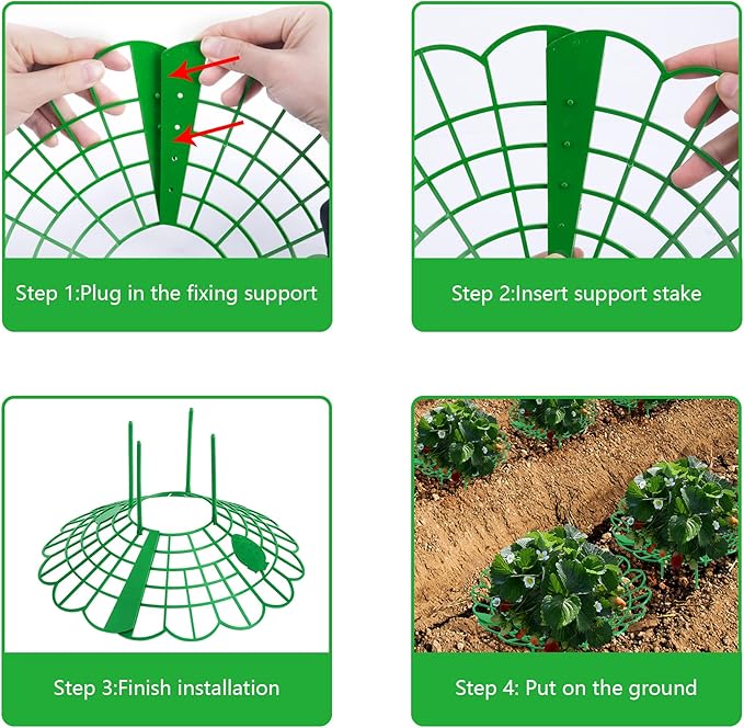 Iceyyyy 6 Pack Strawberry Plant Stand Supports-Strawberry Plant Support Stand Rack with 4 Support Feets-Growing Frame Holder Cage to Keep Berries Clean and Prevent Rot