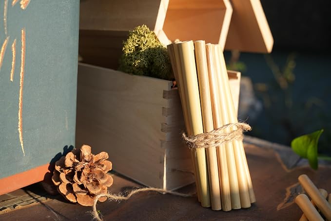 INature 100-Pack 6-Inch Natural Bamboo Tubes - Eco-Friendly Mason Bee House Refills | Perfect for Bee Hotels, Pollinator Boxes | Solitary Bee Hive Supplies