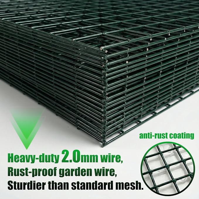 8 Pack Plant Protectors from Animals, 12"x16.5" Wire Garden Cloche for Squirrels Rabbits, Sturdy Metal Plant Cages with Zip Ties & Ground Stakes for Seedlings Flowers, 1" Mesh Gap