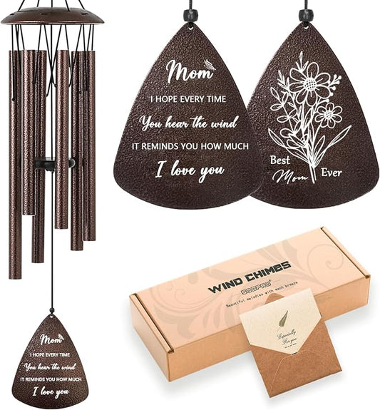 Gifts for Mom from Daughter Son, 32" Bronze Wind Chimes, Best Mom Ever Gift for Mama Mother in Law