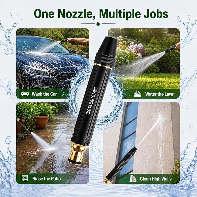 2026 New Jet Nozzle Power Washer for Garden Hose, Garden Hose Nozzle High Pressure Powerful Cleaning Spray Evenly, High Pressure Hose Nozzle (Pacifier Interface Type BPacifier Interface*2)