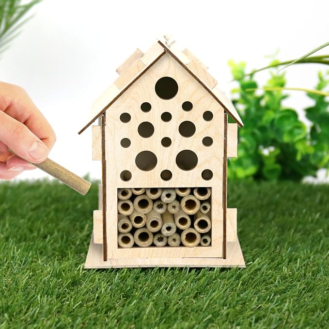 Gift Republic Handmade Habitats Personalised Bug Hostel Kit with 6-Pack Colouring Wooden Pencils, Multicolour
