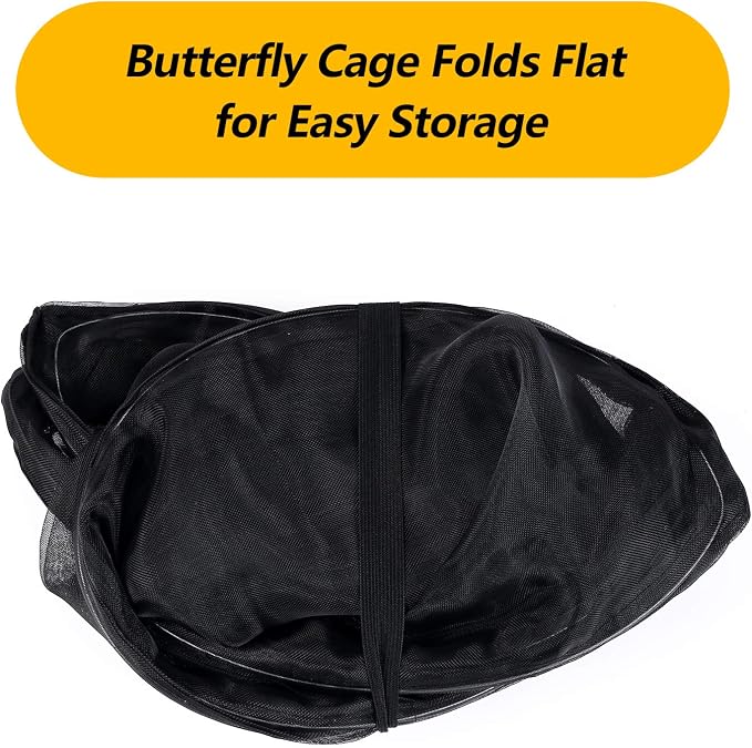 46" Heavy Duty Monarch Butterfly Habitat, Outdoor Collapsible Insect Mesh Cage Terrarium Pop-up with Zipper Protection and Detachable Bottom 23 x 23 x 46 inches