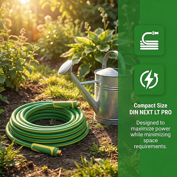 PremiumPro 50FT 5/8" Heavy Duty Reinforced Garden Hose, Large Flow,600 PSI Burst Pressure, Four Layer Hybrid Polymer Anti Kink with 360 Swivel Brass Connectors and handle for yard,washing & irrigation