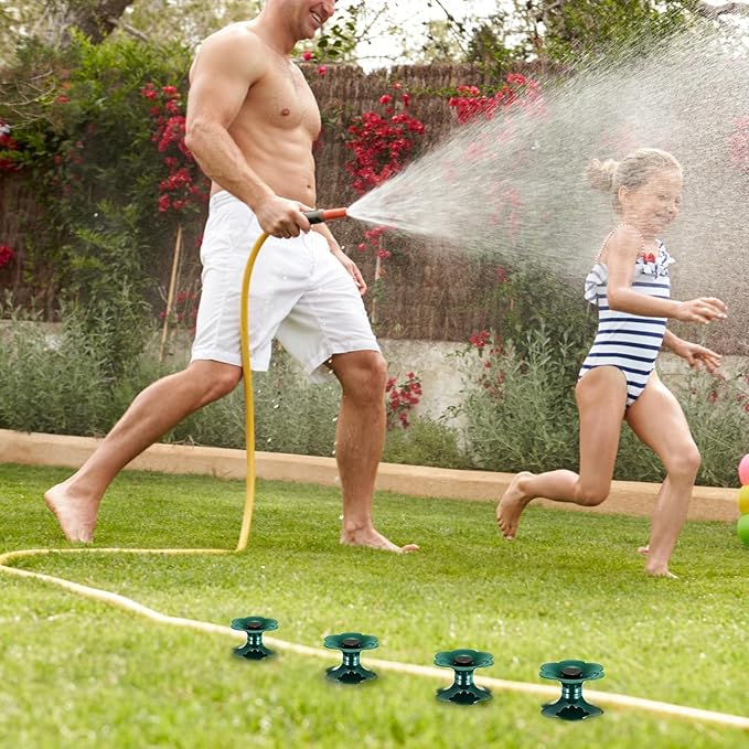 Blulu 12 Packs 9.84 Inch Garden Hose Guide Spike, Flower Shaped Water Hose Holder Spike Stand with Stake, Heavy Duty Green, Keeps Garden Hose out of Flower Beds, for Plant Protection