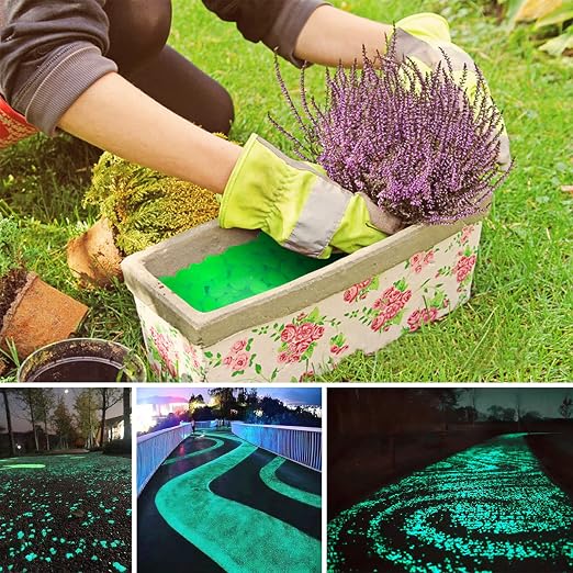 NAMTSO Glow in The Dark Rocks Outdoor, 200 pcs Green Solar Rocks for Landscaping, Outdoor Decor Glow in The Dark Stones, Glowing Pebbles for Garden Backyard Patio Lawn Pond Fish Tank Aquarium Decor