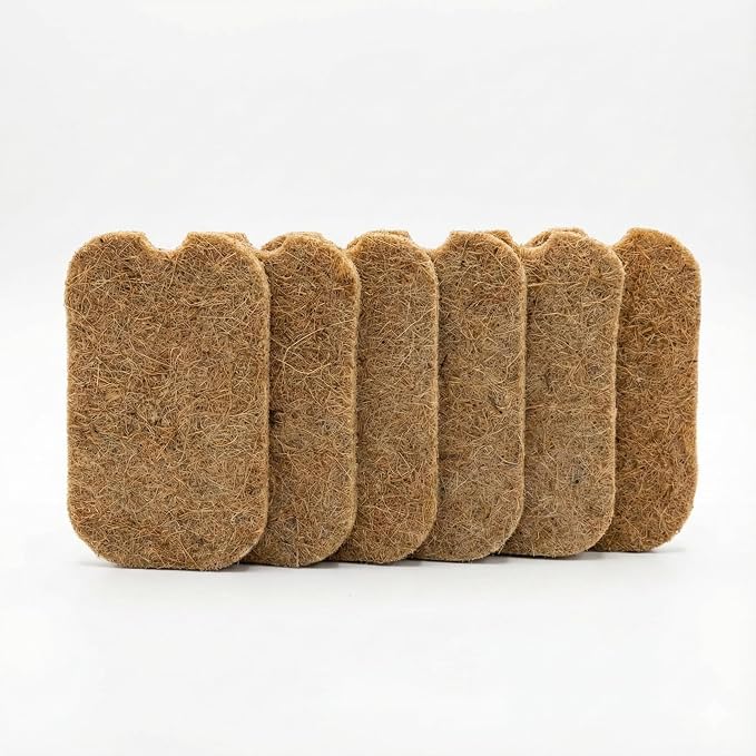 6-Pack Jute Grow Mats for Microgreens - Natural Biodegradable Hemp Mats for Seed Starter Tray & Sprouting Kit - Proprietary Water Level Hole Design for Micro Greens Trays (No Seeds)