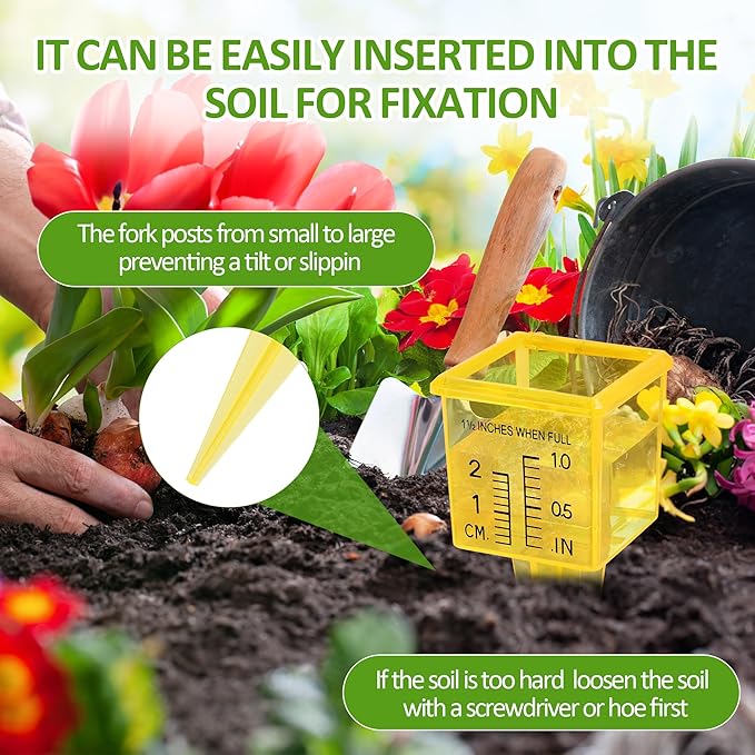 15 PCS Rain Gauges Outdoor 1.5" Transparent Sprinkler Rain Gauge for Lawn with Wide Mouth Water Measuring Tool (Yellow)
