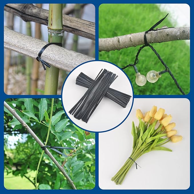 Twist Ties, 150 PCS, 6.1 Inches, Bread Ties, Black, Reusable, for Bags, for Gardening, Home, Office