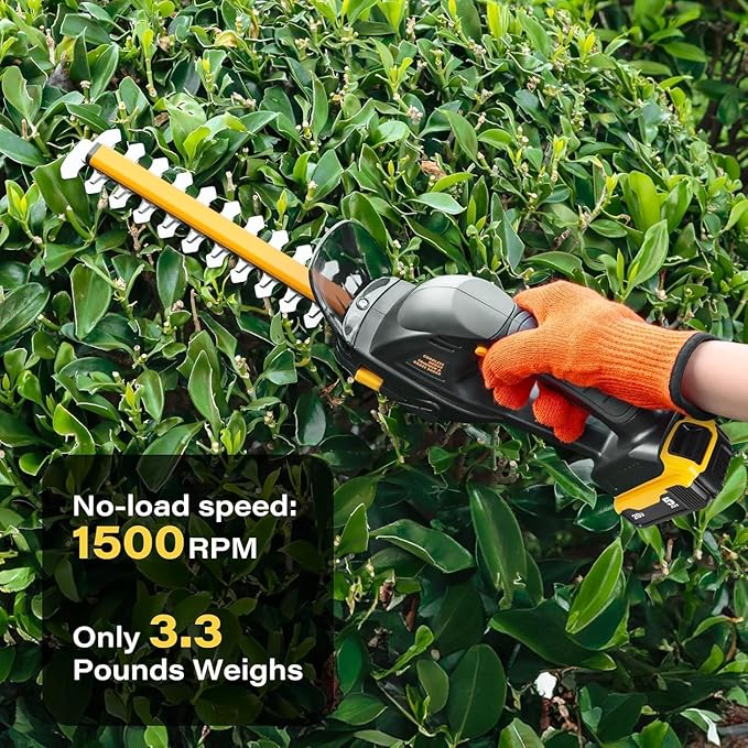 Cordless Hedge Trimmer (Tool Only), Compatible with DeWalt 20V MAX Battery, 2-in-1 Cordless Grass Shear 1500RPM, 3.3 lbs Handheld Shrub Clipper with Battery Protection, 8" & 4.7" Blades (Black)