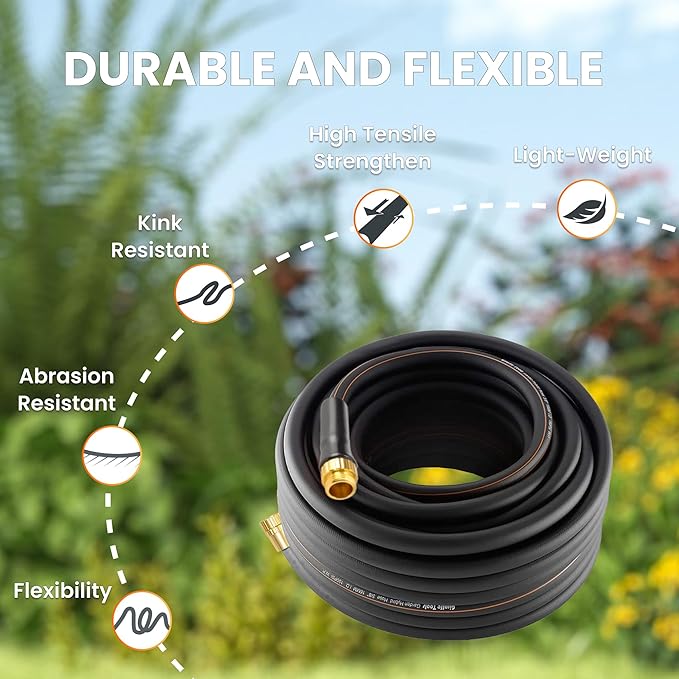 Giraffe Tools Garden Hose 75ft x 5/8", Water Hose Heavy Duty, Lightweight, Flexible Hybrid Hose, Male to Female Fittings