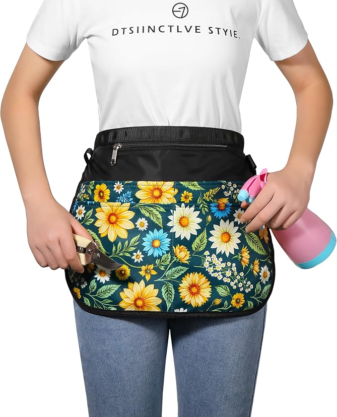 Bafelia Garden Apron for Women with 5 Pocket,Half Florist Apron Harvesting Apron
