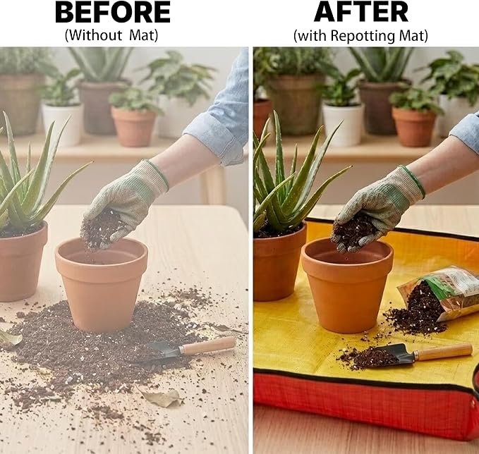 59" x 39" Extra Large Plant Mat for Repotting, Thickened Waterproof Indoor Gardening Mat, Mess-Free Potting Pad for Soil & Water Control, Foldable Transplanting Mat for Indoor Plants