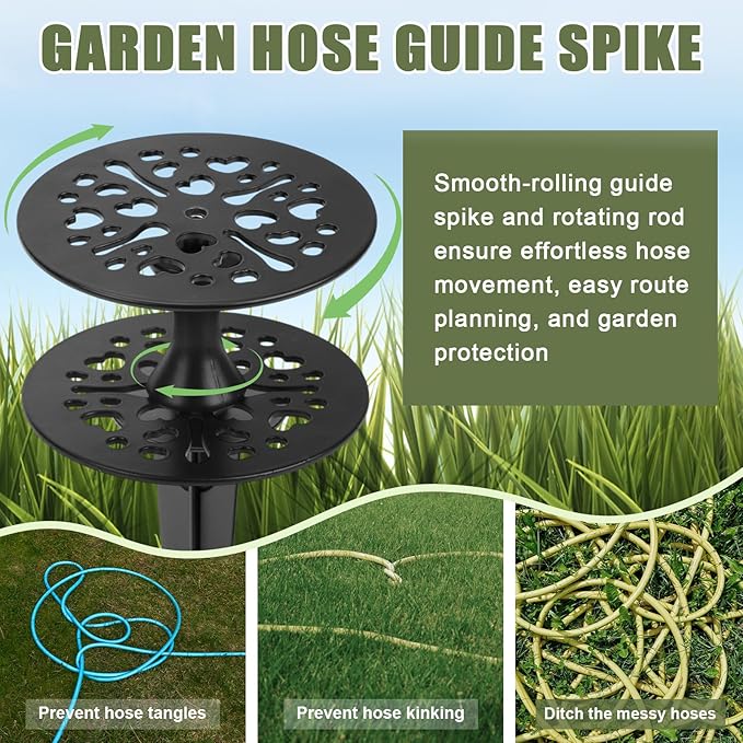 4 Pack Hose Guides for Garden Heavy Duty Metal Water Hose Guards for Flower Beds Decorative Garden Stake Spike Owl-Shaped Black Cast Iron Plant Protector for Lawn Yard Ground Outside Flower Bed