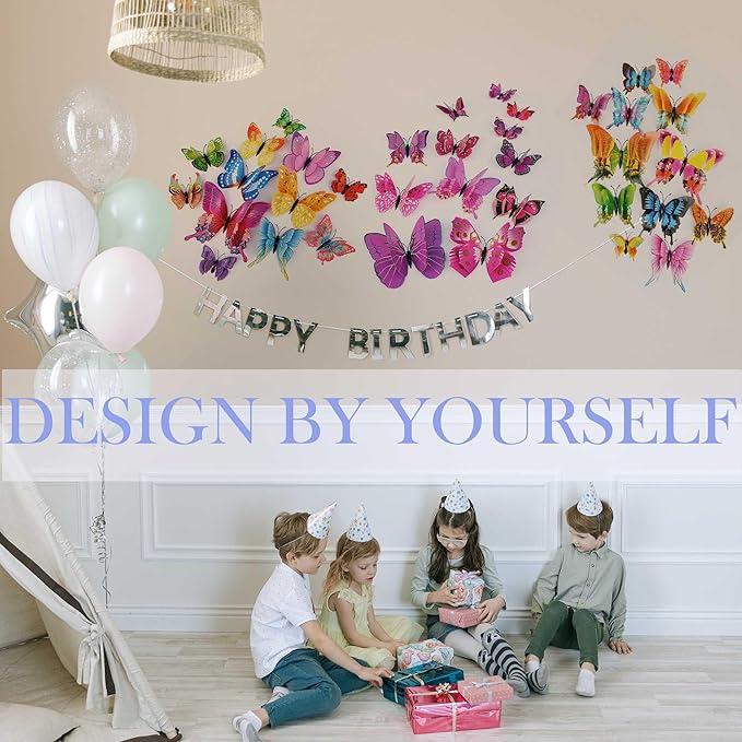 OPSEAM Butterfly Wall Decor 72 PCS, 3D Butterflies Stickers for Party Decorations with Magnets (Swallow, 72)