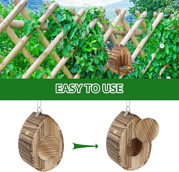 Wooden Butterfly House and Feeder, Butterfly Habitat Nesting Box, Natural Hanging Garden Outside Decoration, Multifunctional Butterfly Houses for Bugs, Butterflies, Moths, Lacewings