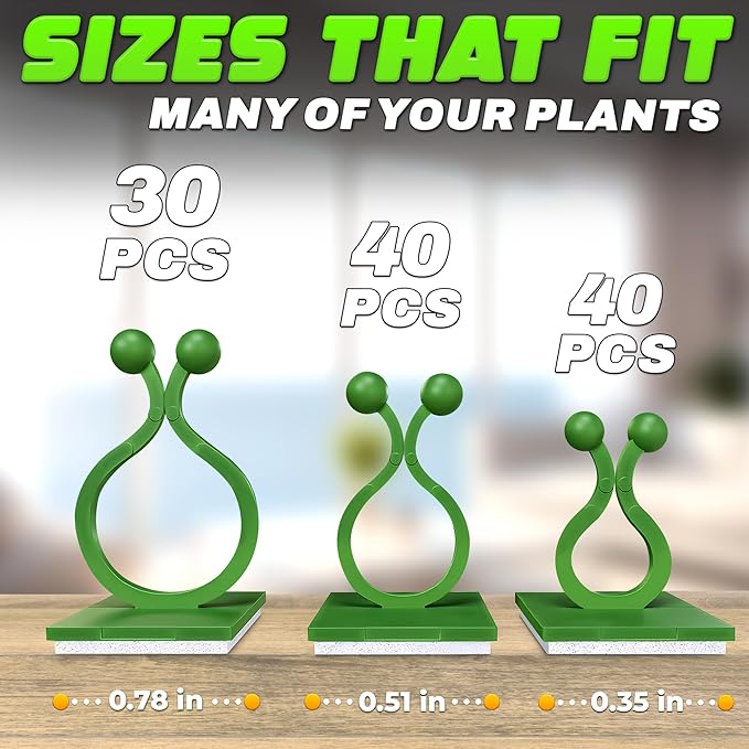 110 Pcs Wall Plant Clips for Climbing Plants - Self-Adhesive Climbing Plant Wall Clips for Vines and Cords Organization - 40 Small, 40 Medium, and 30 Large Sizes in One Set, for Indoor and Outdoor Use