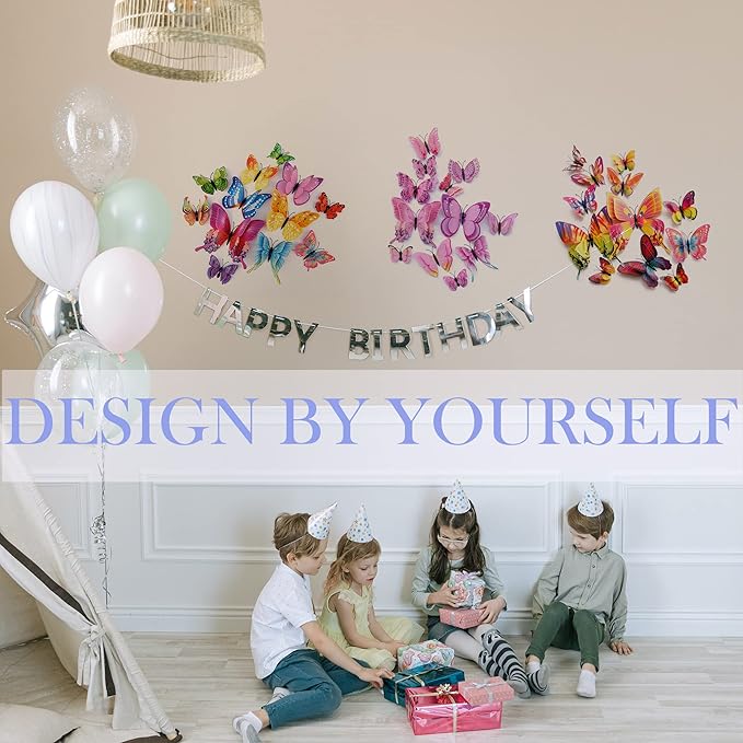 OPSEAM Butterfly Wall Decor 24/48 PCS, 3D Butterflies Stickers for Party Decorations with Magnets(Multiple Colour, 48)