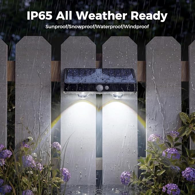 kolpop 12 Pack Solar Fence Lights Outdoor with 3 Modes Motion Sensor,IP65 Waterproof,1200mAh 60LM Bright LED Solar Lights for Fence,Patio,Backyard,Wall,Nighttime,Party(Cool White)