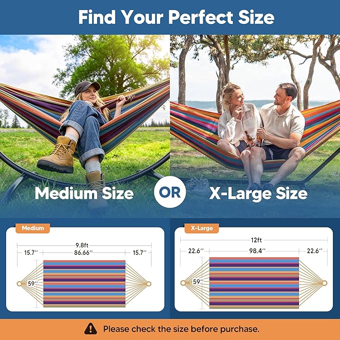 SUNCREAT Hammocks Outdoor Camping Double Hammock, Tree Hammocks for Outside, Rainbow