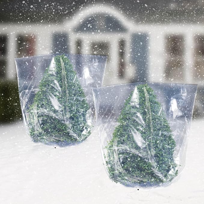 2 Pcs Large Winter Plant Cover Freeze Protection - 47" x 71" Plastic Plant Frost Bags with Drawstring, Transparent Waterproof Plant Shelter Coverings for Outdoors Garden Plants Shrubs Fruit Trees