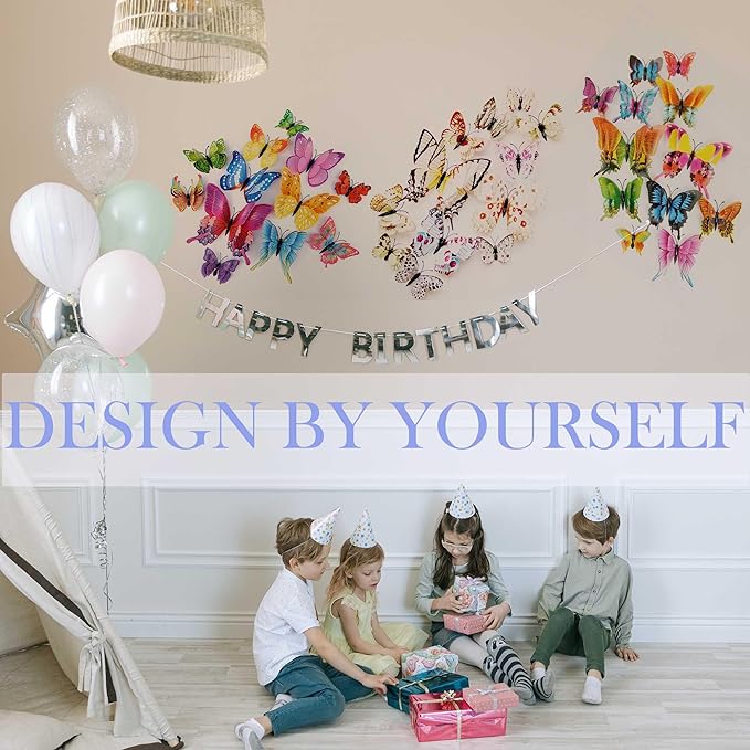 OPSEAM Butterfly Wall Decor 24/48 PCS, 3D Butterflies Stickers for Party Decorations with Magnets (White, 48)