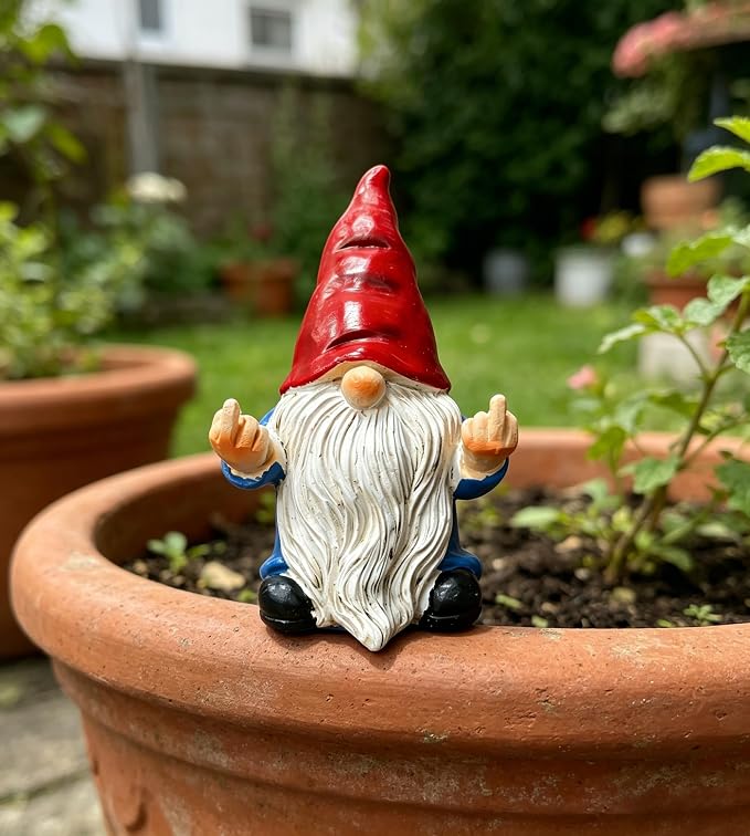 QINJIEJIE Garden Gnomes Outdoor Funny Gnome 3.5in Naughty Gnomes for Fairy Garden Yard Decoration Lawn Ornament Gnome Statue for Home Decor