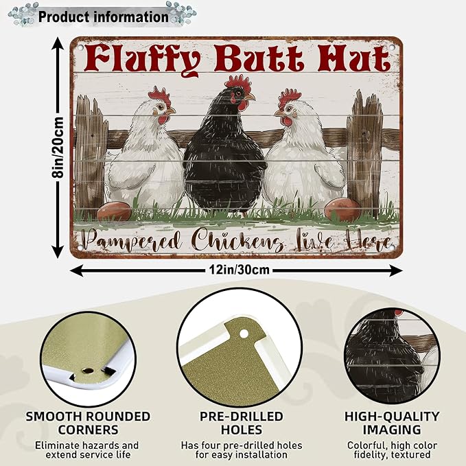 Chicken Coop Metal Sign Accessories Funny Chicken Coop Sign For Home Decor Kitchen Decoration Wall Art Farm Farmhouse Vintage Decor 12 * 8in