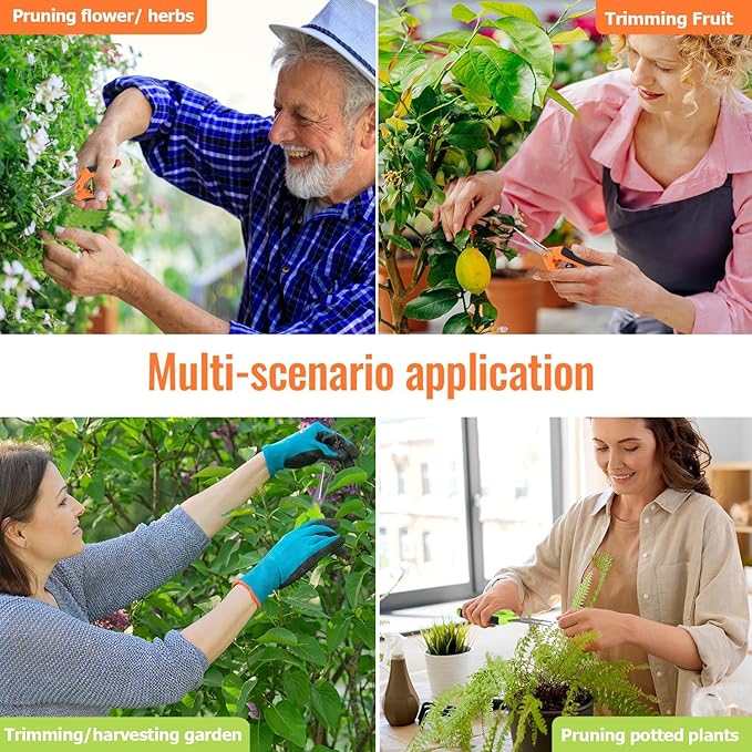 4 Pack Pruning Shears, 6.5 Inch Garden Scissors Gardening Hand Pruning Snips with Straight Stainless Steel Precision Blades for Gardening Flower Plant Precise Trimming and Pruning Maintenance