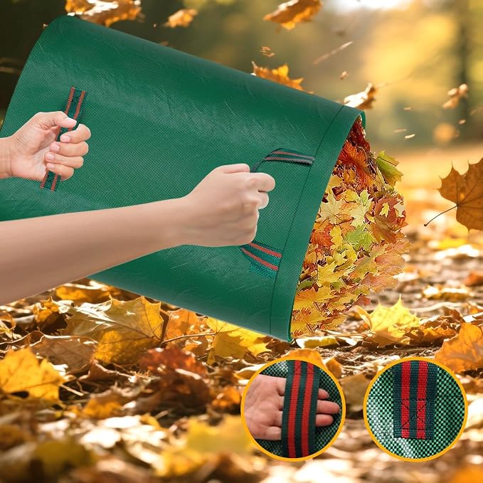 yard waste bags, 3 pcs, 80 gallon capacity, suitable for grass clippings, fallen leaves and tree trimmings, yard debris, grass clippings, foldable trash can