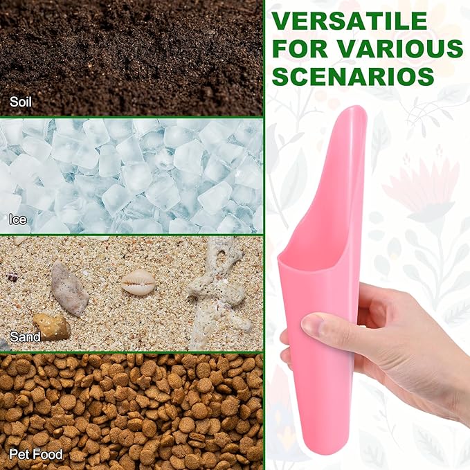 M METERXITY 4-Pack Bonsai Soil Scoops, Plastic Garden Soil Scoops Bucket Shovel Potting Scoopers for Transplanting/Flower Planting/Plant Succulent, Colorful Small Gardening Tools [Pink, Blue]