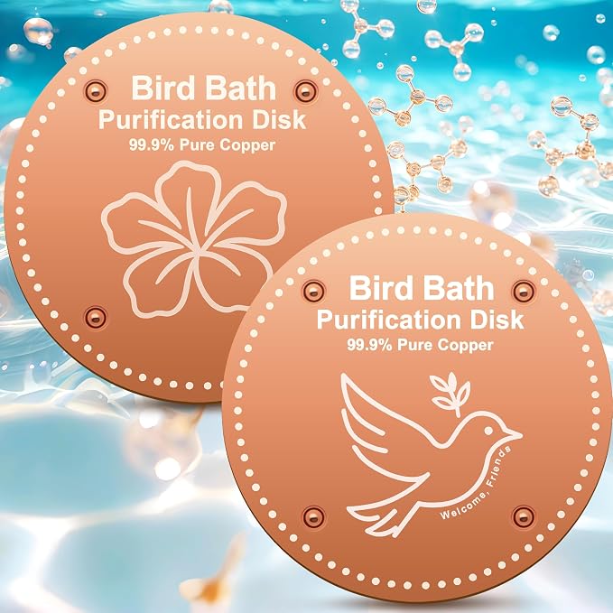 Bird Bath Purification Disk Pure Copper Outside Winter Solar Power Birdbath Humming Bee Water Fountain Window Feeder Stand Nectar Food Pole House Hanging Birdhouse Flower Bird Accessories